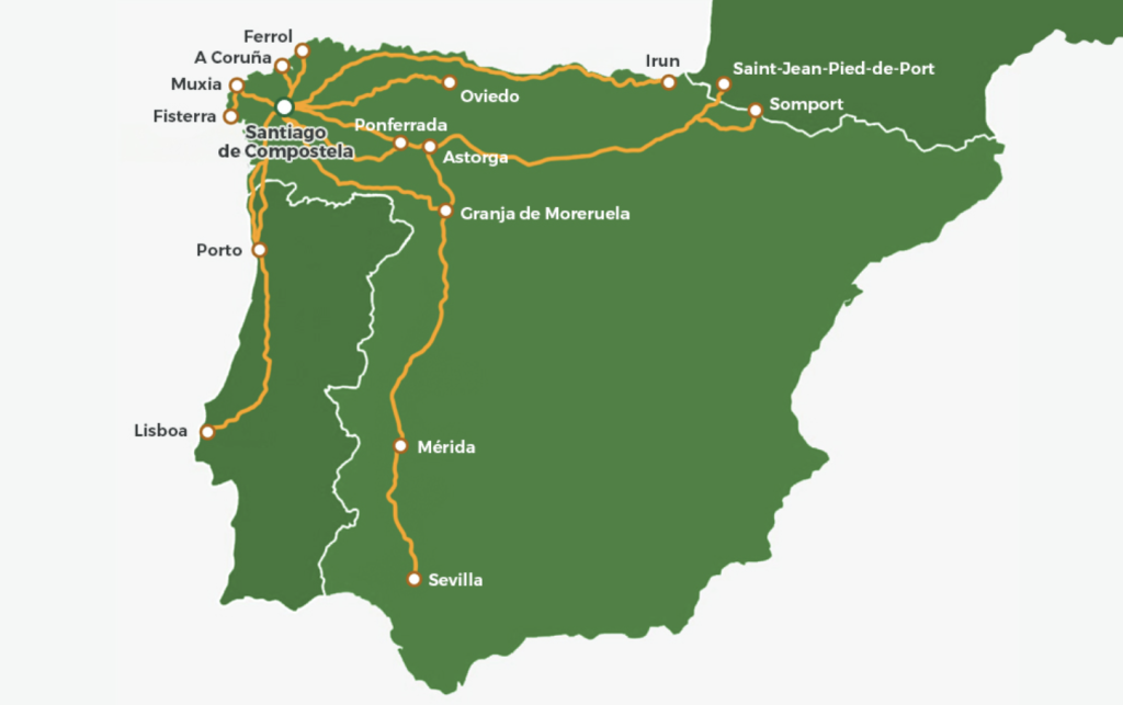 Principales rutas del Camino De Santiago de Compostela