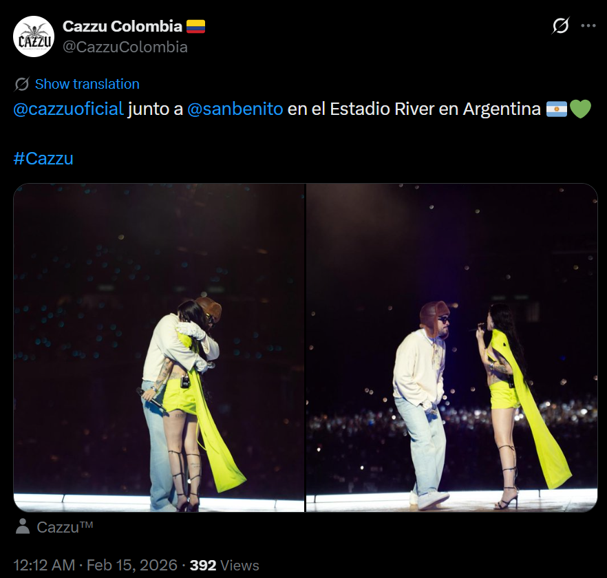 Los posteos en X que explotaron tras la aparición de Cazzu en el recital de Bad Bunny.